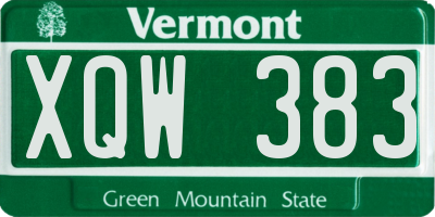 VT license plate XQW383