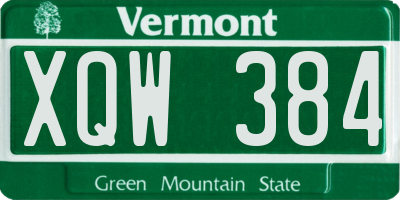 VT license plate XQW384