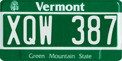 VT license plate XQW387