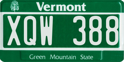 VT license plate XQW388