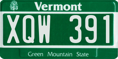 VT license plate XQW391