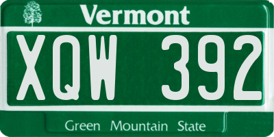 VT license plate XQW392