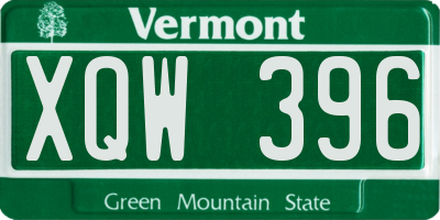 VT license plate XQW396
