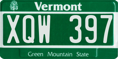 VT license plate XQW397
