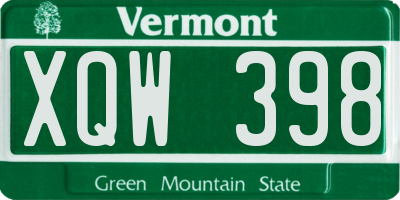 VT license plate XQW398