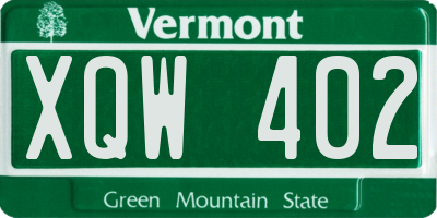 VT license plate XQW402
