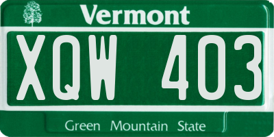 VT license plate XQW403