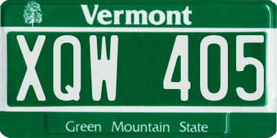 VT license plate XQW405