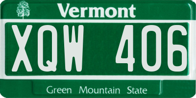 VT license plate XQW406