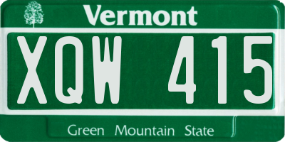 VT license plate XQW415