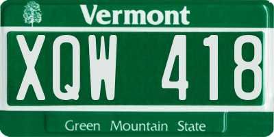 VT license plate XQW418