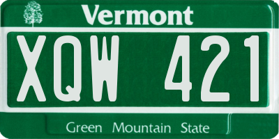 VT license plate XQW421