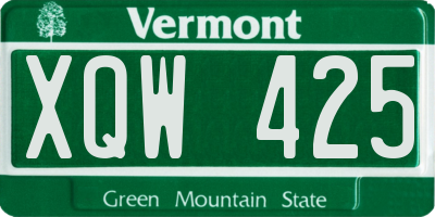 VT license plate XQW425