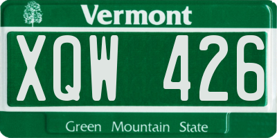 VT license plate XQW426