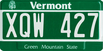 VT license plate XQW427