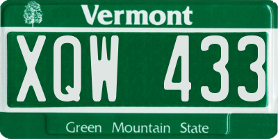 VT license plate XQW433