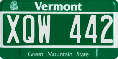 VT license plate XQW442