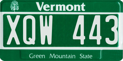 VT license plate XQW443
