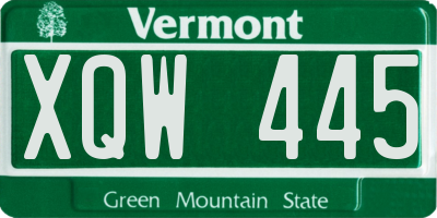 VT license plate XQW445