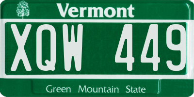 VT license plate XQW449
