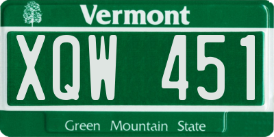 VT license plate XQW451