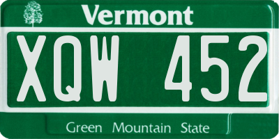 VT license plate XQW452