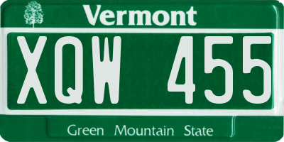 VT license plate XQW455