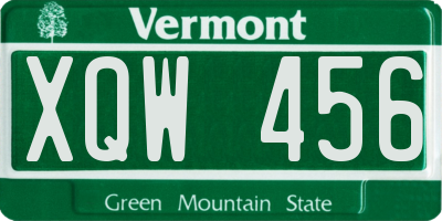 VT license plate XQW456