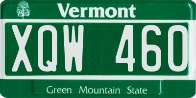 VT license plate XQW460