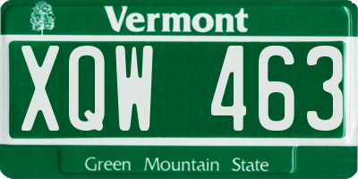 VT license plate XQW463