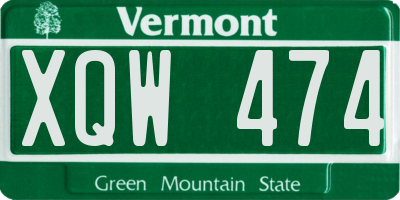 VT license plate XQW474