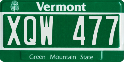 VT license plate XQW477