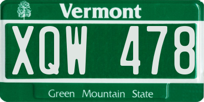 VT license plate XQW478