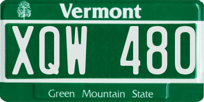 VT license plate XQW480