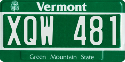 VT license plate XQW481