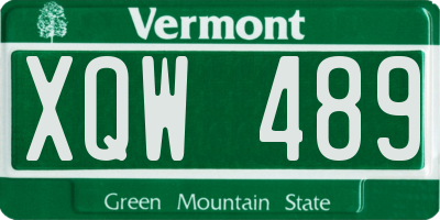 VT license plate XQW489