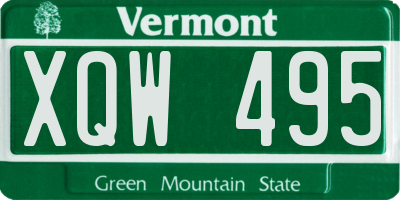 VT license plate XQW495