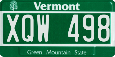 VT license plate XQW498