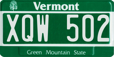 VT license plate XQW502