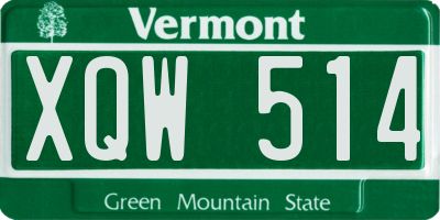 VT license plate XQW514