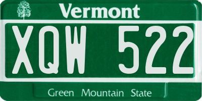 VT license plate XQW522