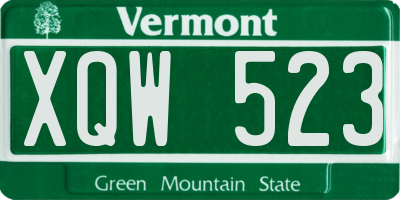 VT license plate XQW523