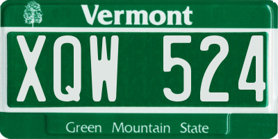 VT license plate XQW524