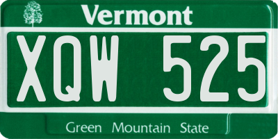 VT license plate XQW525