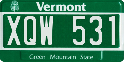 VT license plate XQW531