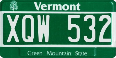 VT license plate XQW532
