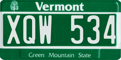 VT license plate XQW534