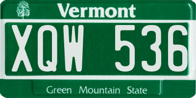 VT license plate XQW536