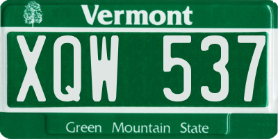 VT license plate XQW537
