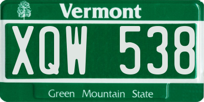 VT license plate XQW538